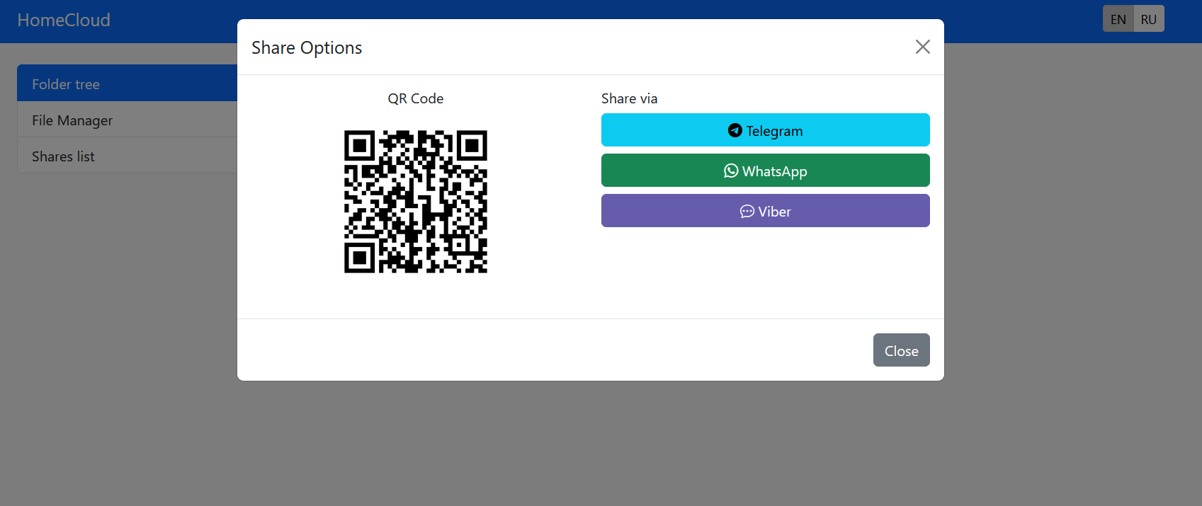 File sharing interface